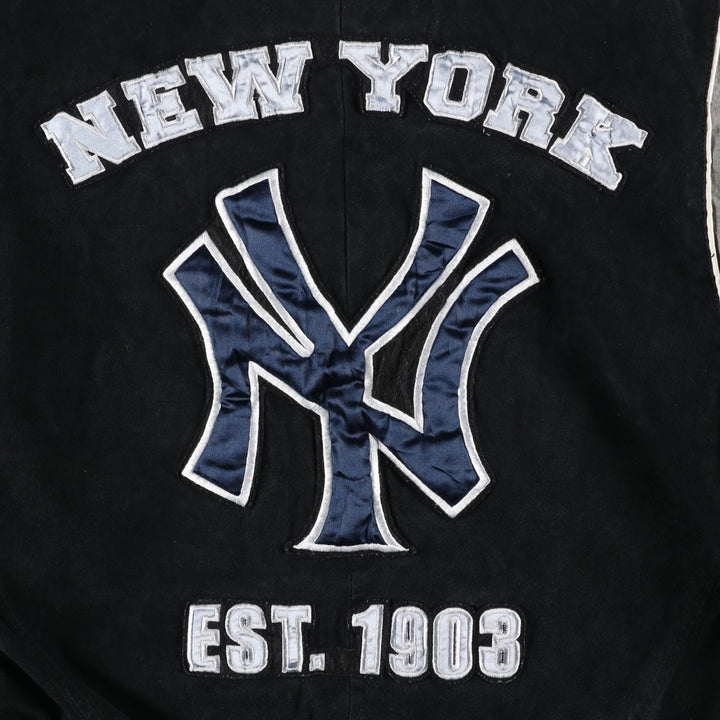 2000'S G-III & Carl Banks MLB New York Yankees Padded Suede Leather Stadium Jacket, Men's Size L Genuine Leather Suede Leather black type Vintage Second Hand
