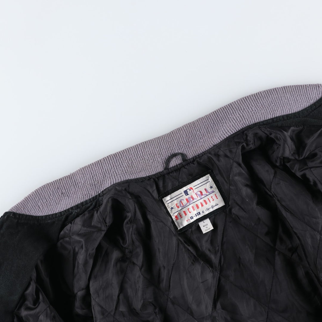 2000'S G-III & Carl Banks MLB New York Yankees Padded Suede Leather Stadium Jacket, Men's Size L Genuine Leather Suede Leather black type Vintage Second Hand