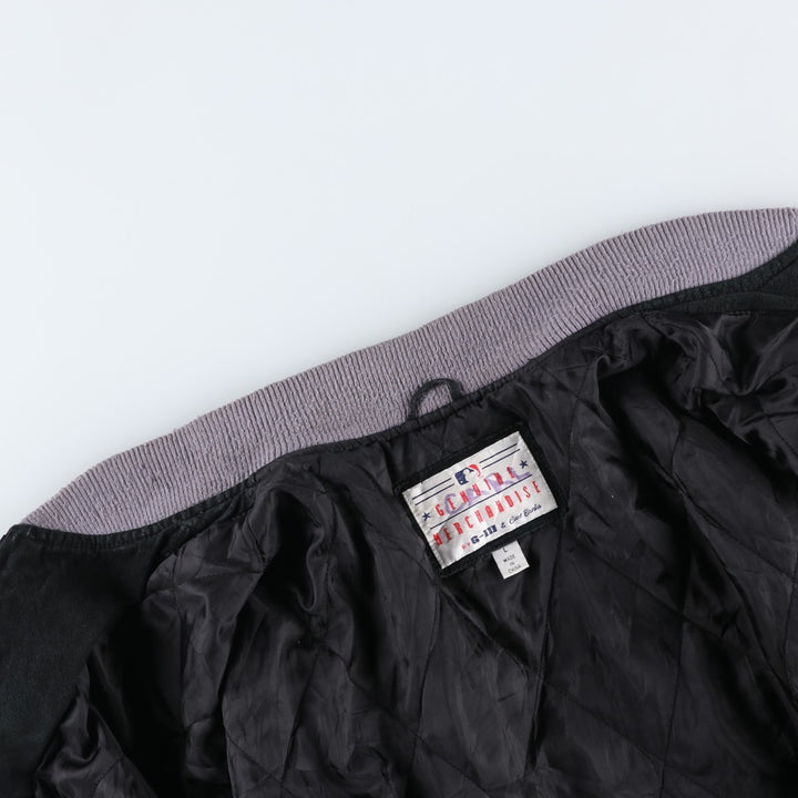 2000'S G-III & Carl Banks MLB New York Yankees Padded Suede Leather Stadium Jacket, Men's Size L Genuine Leather Suede Leather black type Vintage Second Hand