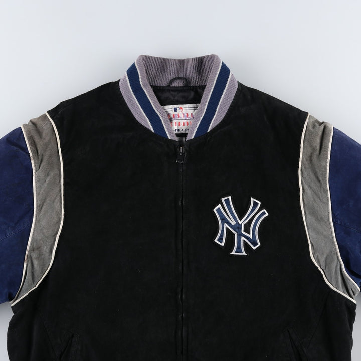 2000'S G-III & Carl Banks MLB New York Yankees Padded Suede Leather Stadium Jacket, Men's Size L Genuine Leather Suede Leather black type Vintage Second Hand