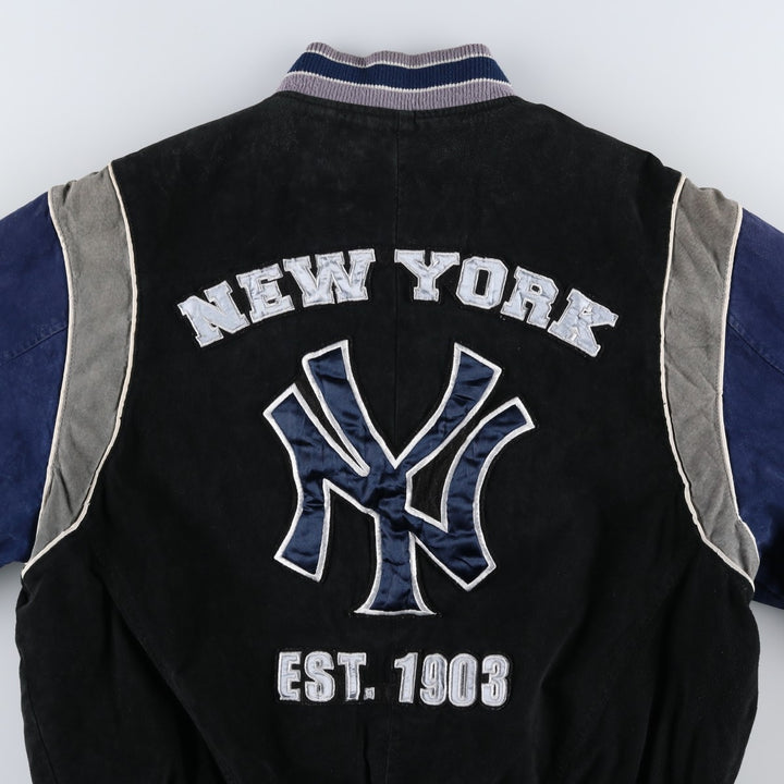 2000'S G-III & Carl Banks MLB New York Yankees Padded Suede Leather Stadium Jacket, Men's Size L Genuine Leather Suede Leather black type Vintage Second Hand