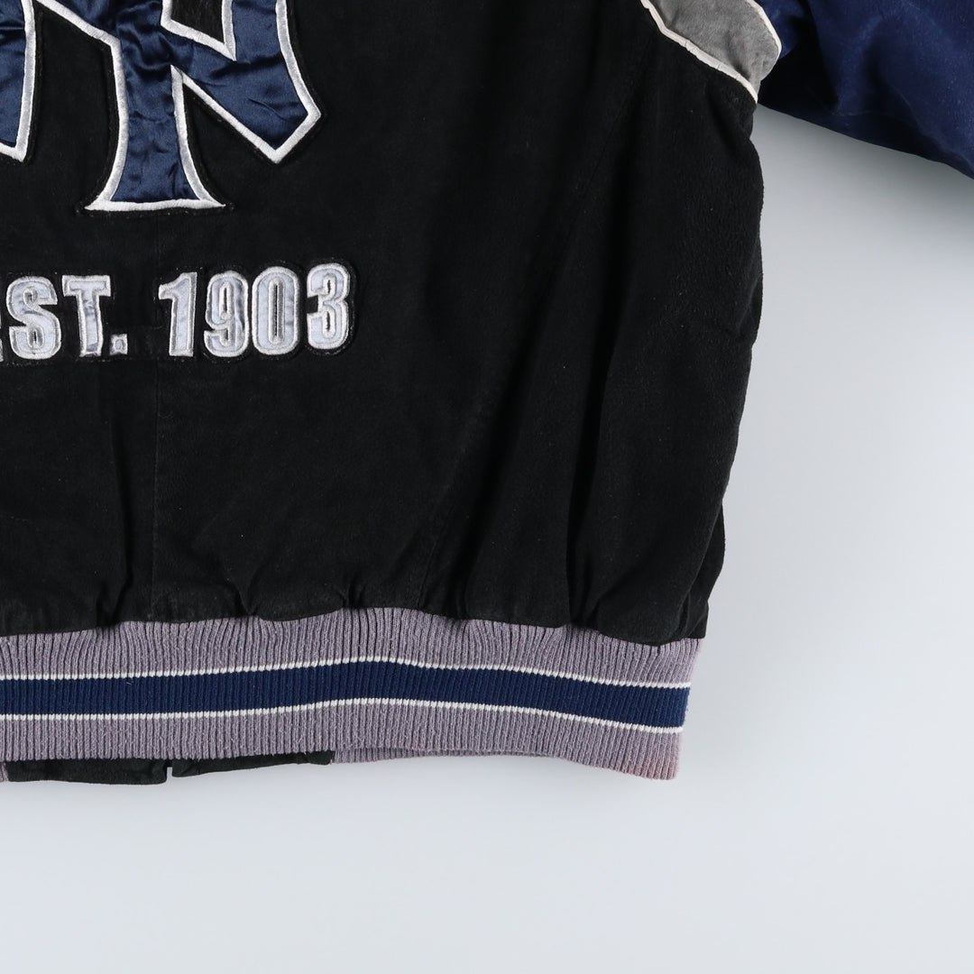 2000'S G-III & Carl Banks MLB New York Yankees Padded Suede Leather Stadium Jacket, Men's Size L Genuine Leather Suede Leather black type Vintage Second Hand