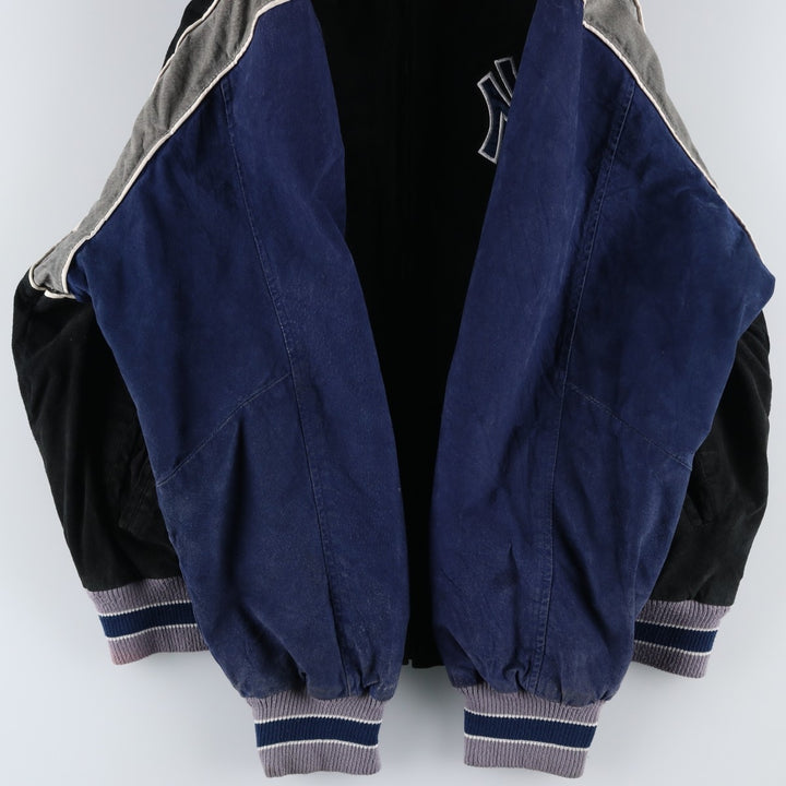 2000'S G-III & Carl Banks MLB New York Yankees Padded Suede Leather Stadium Jacket, Men's Size L Genuine Leather Suede Leather black type Vintage Second Hand