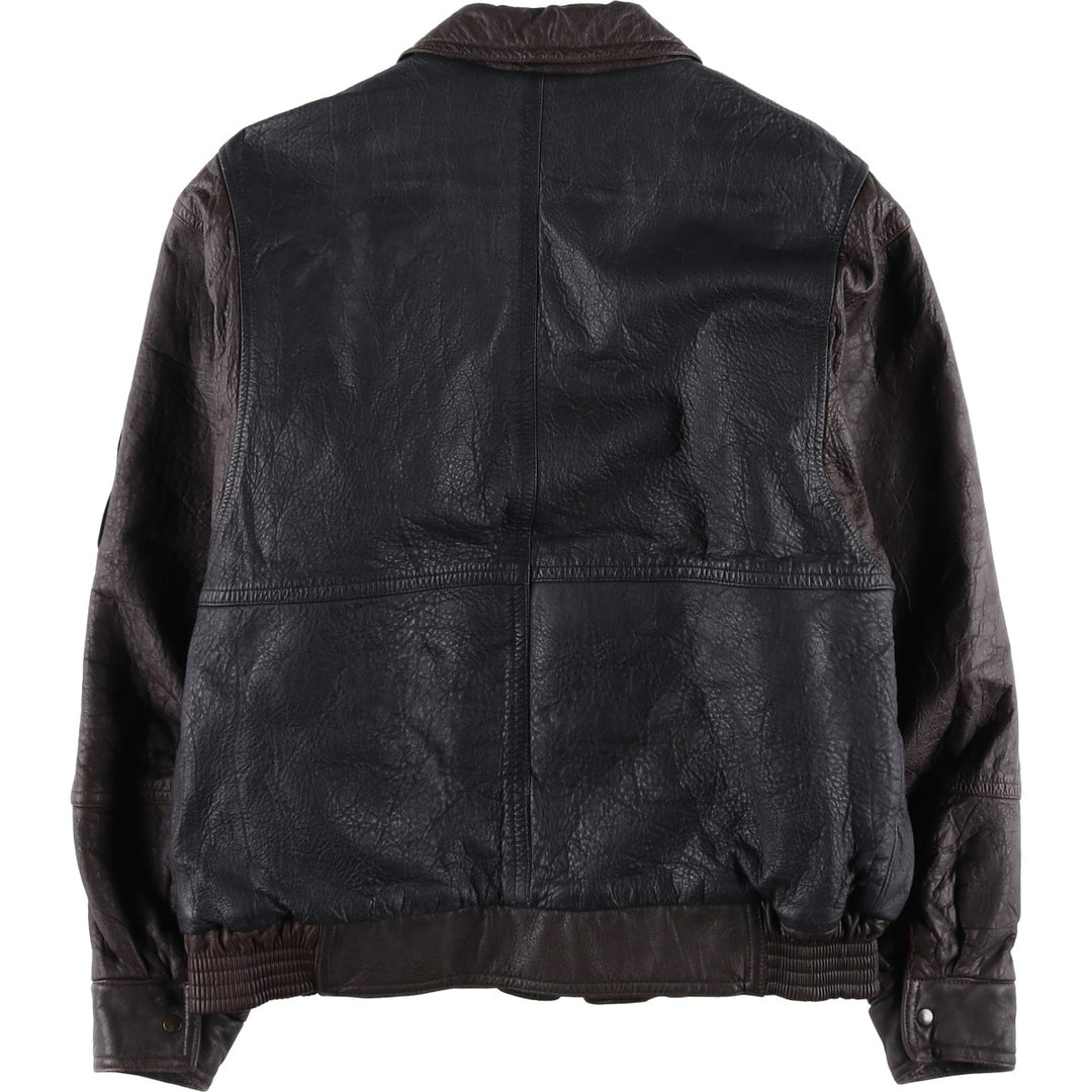 BELFE Padded Leather Blouson, Men's Size L unclear black type Vintage Second Hand
