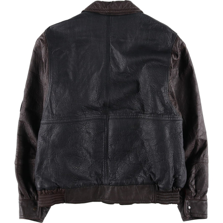 BELFE Padded Leather Blouson, Men's Size L unclear black type Vintage Second Hand