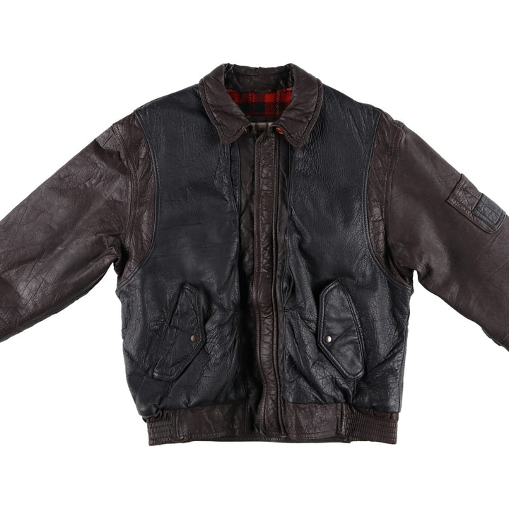 BELFE Padded Leather Blouson, Men's Size L unclear black type Vintage Second Hand