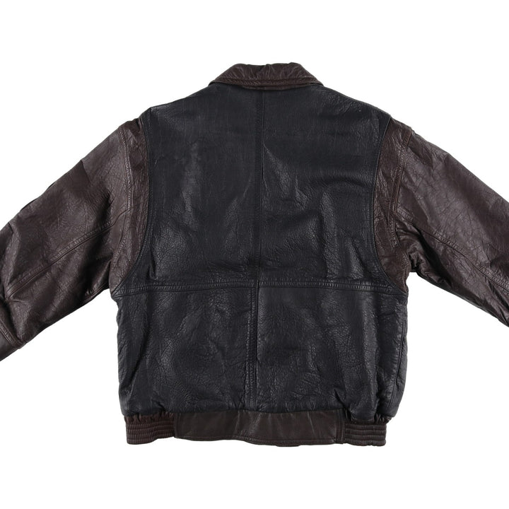 BELFE Padded Leather Blouson, Men's Size L unclear black type Vintage Second Hand