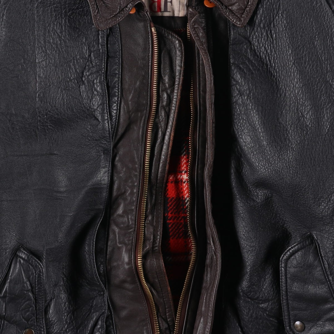 BELFE Padded Leather Blouson, Men's Size L unclear black type Vintage Second Hand