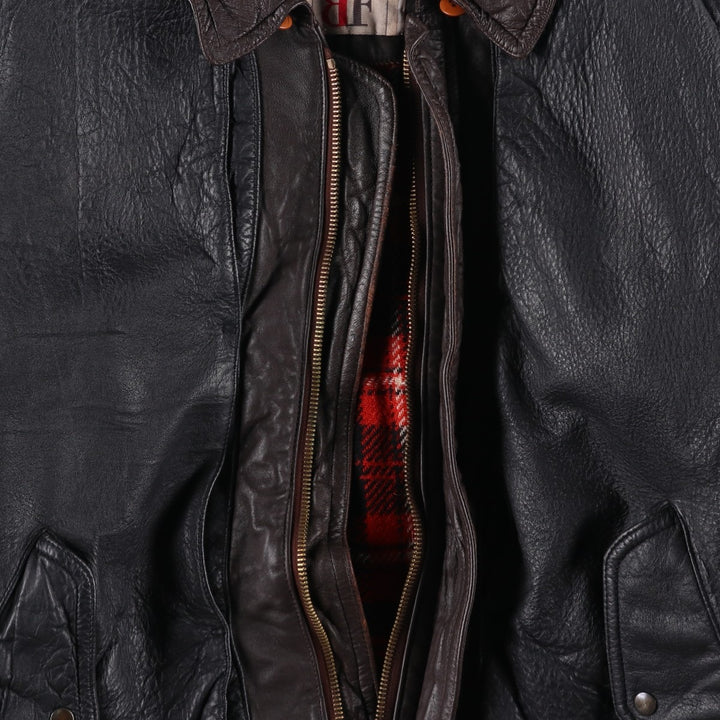 BELFE Padded Leather Blouson, Men's Size L unclear black type Vintage Second Hand