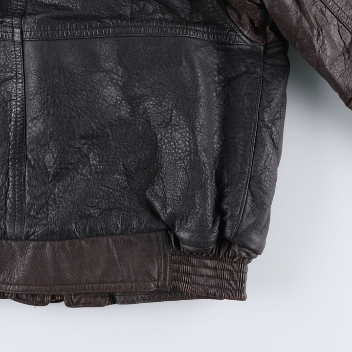 BELFE Padded Leather Blouson, Men's Size L unclear black type Vintage Second Hand
