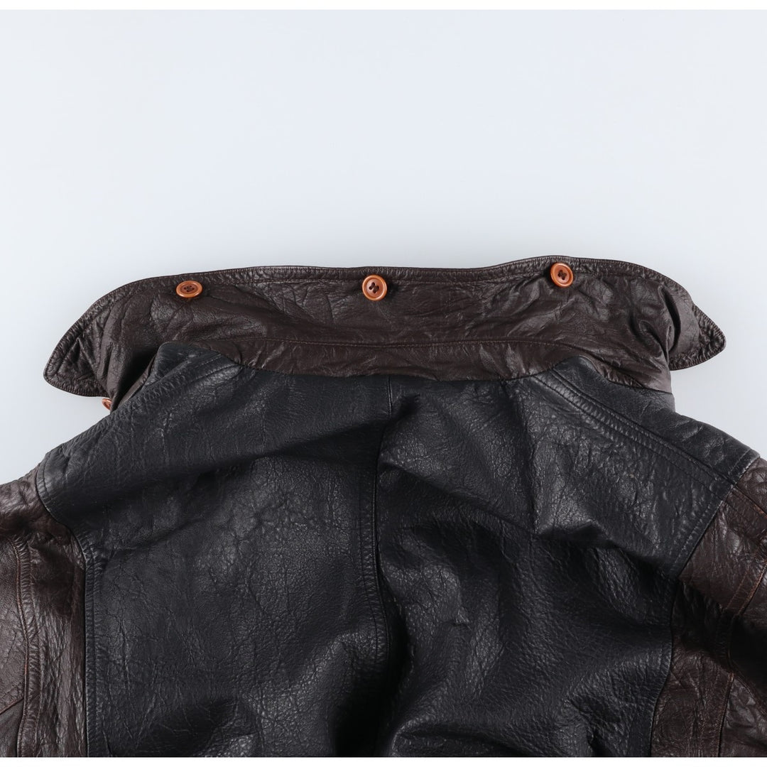 BELFE Padded Leather Blouson, Men's Size L unclear black type Vintage Second Hand