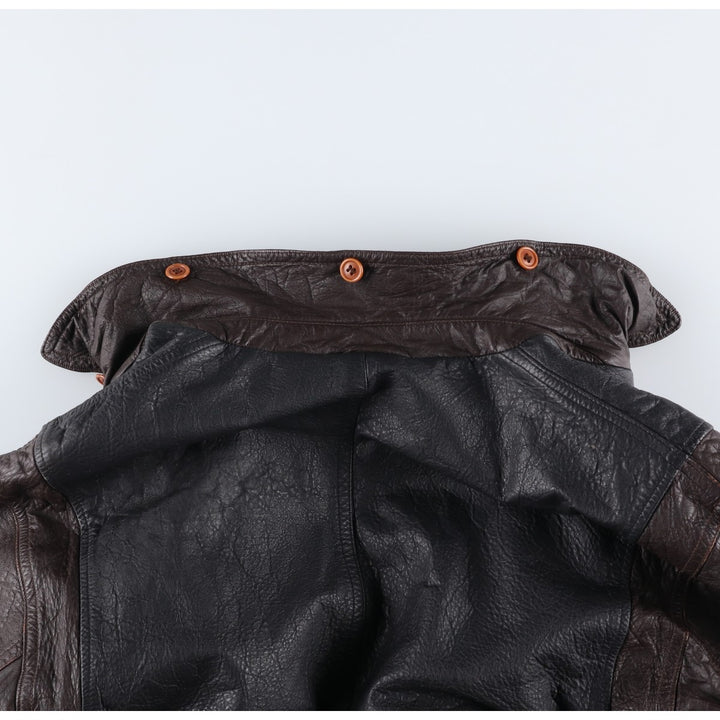 BELFE Padded Leather Blouson, Men's Size L unclear black type Vintage Second Hand