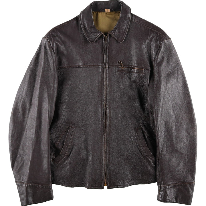 Vintage swing-top leather blouson, size M, men's Genuine leather deerskin brown type Vintage Second Hand