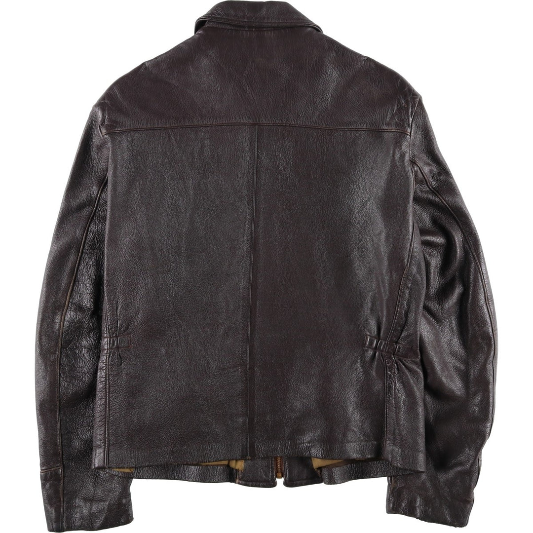 Vintage swing-top leather blouson, size M, men's Genuine leather deerskin brown type Vintage Second Hand