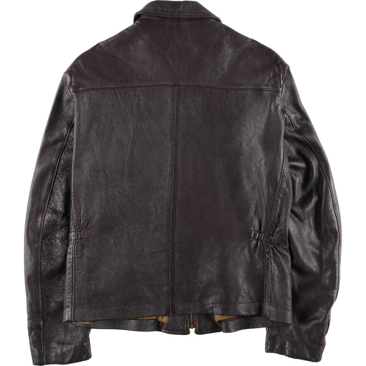 Vintage swing-top leather blouson, size M, men's Genuine leather deerskin brown type Vintage Second Hand