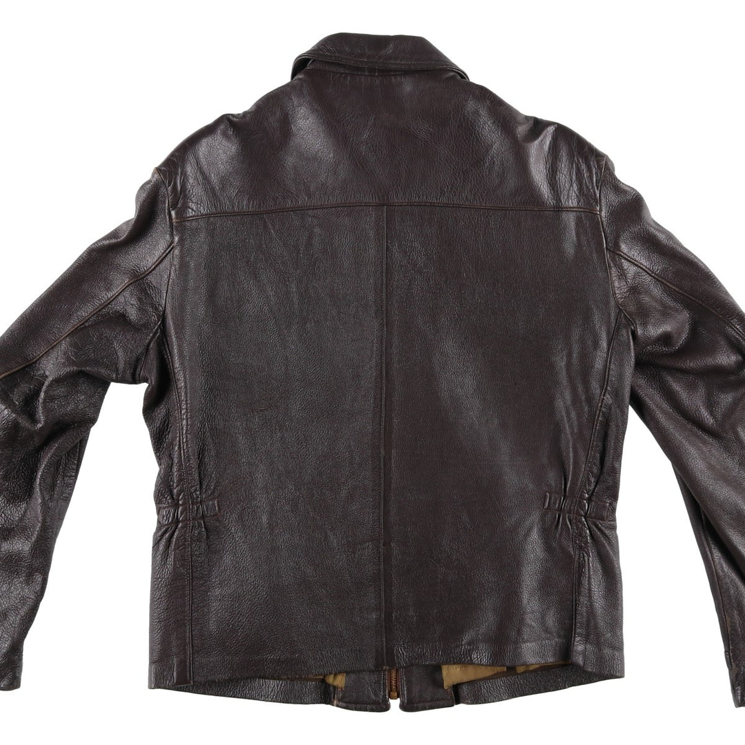 Vintage swing-top leather blouson, size M, men's Genuine leather deerskin brown type Vintage Second Hand