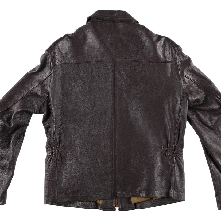 Vintage swing-top leather blouson, size M, men's Genuine leather deerskin brown type Vintage Second Hand