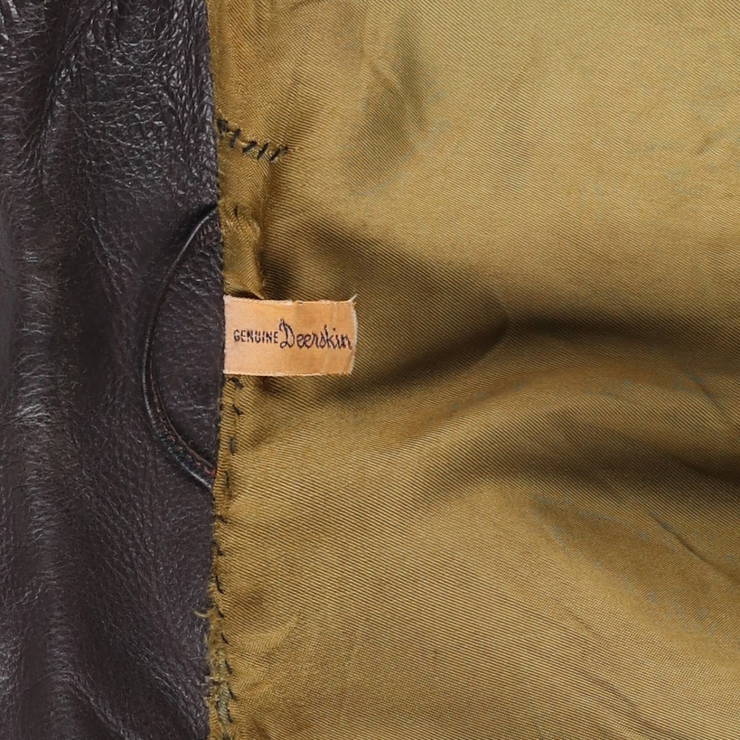 Vintage swing-top leather blouson, size M, men's Genuine leather deerskin brown type Vintage Second Hand