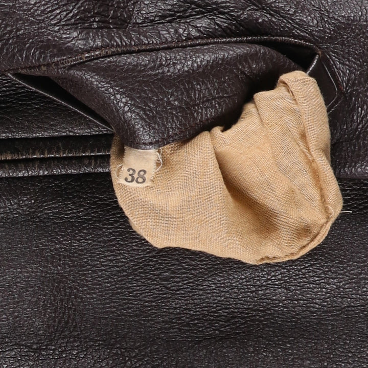 Vintage swing-top leather blouson, size M, men's Genuine leather deerskin brown type Vintage Second Hand