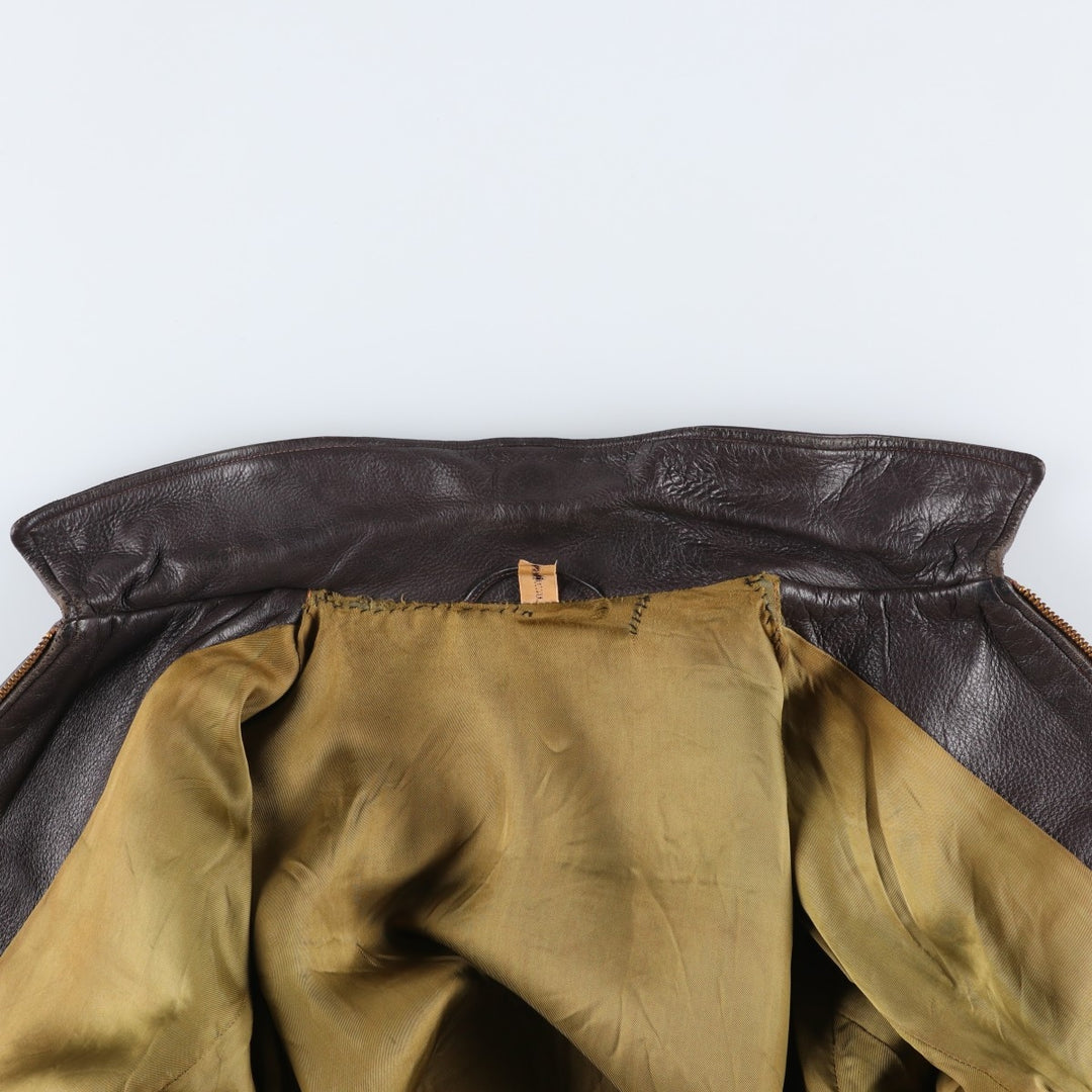 Vintage swing-top leather blouson, size M, men's Genuine leather deerskin brown type Vintage Second Hand