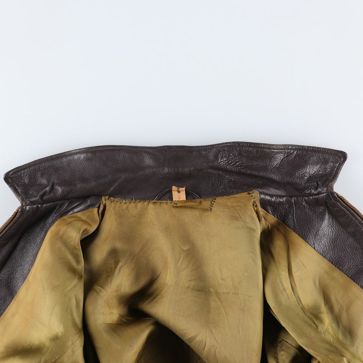 Vintage swing-top leather blouson, size M, men's Genuine leather deerskin brown type Vintage Second Hand