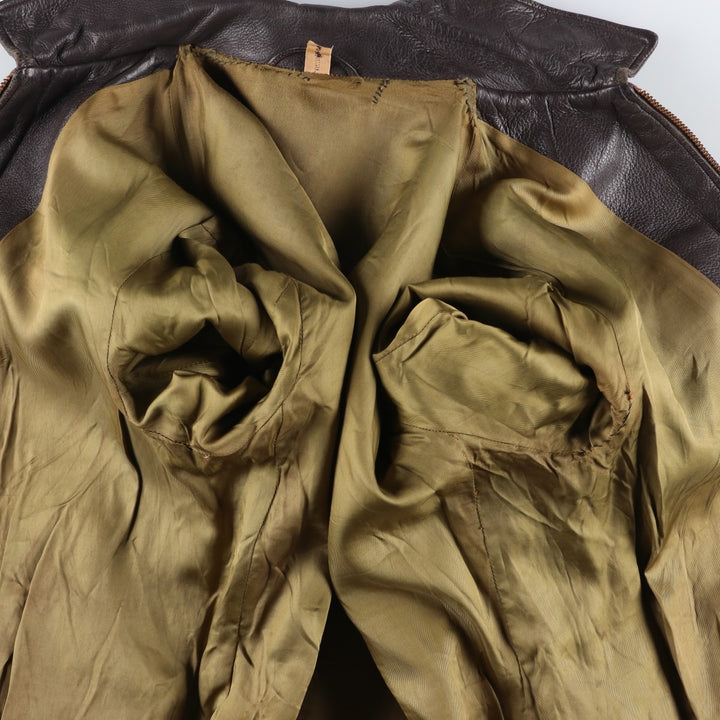 Vintage swing-top leather blouson, size M, men's Genuine leather deerskin brown type Vintage Second Hand