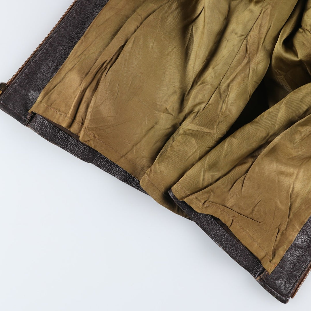 Vintage swing-top leather blouson, size M, men's Genuine leather deerskin brown type Vintage Second Hand