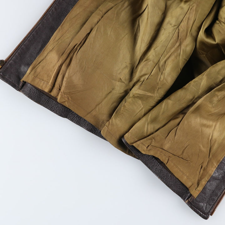 Vintage swing-top leather blouson, size M, men's Genuine leather deerskin brown type Vintage Second Hand