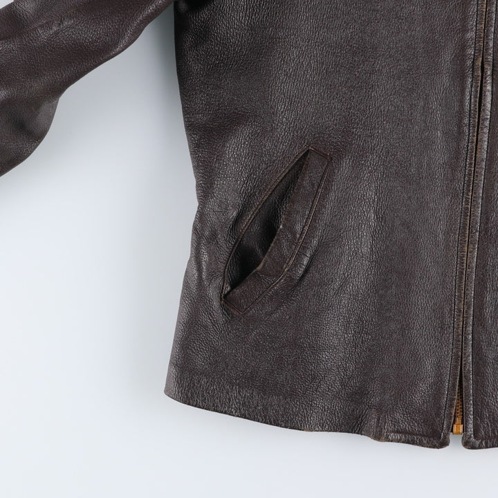Vintage swing-top leather blouson, size M, men's Genuine leather deerskin brown type Vintage Second Hand