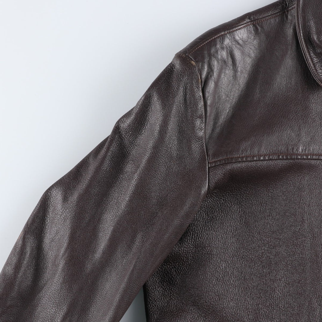 Vintage swing-top leather blouson, size M, men's Genuine leather deerskin brown type Vintage Second Hand