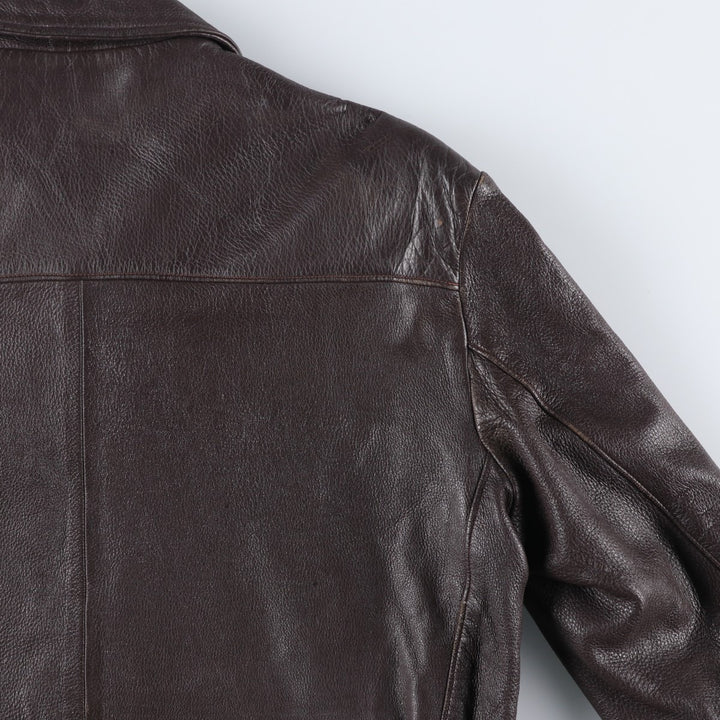 Vintage swing-top leather blouson, size M, men's Genuine leather deerskin brown type Vintage Second Hand