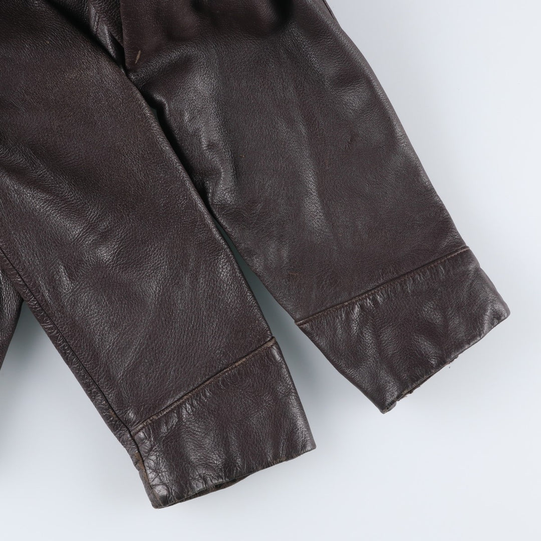 Vintage swing-top leather blouson, size M, men's Genuine leather deerskin brown type Vintage Second Hand