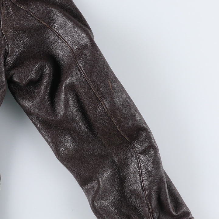 Vintage swing-top leather blouson, size M, men's Genuine leather deerskin brown type Vintage Second Hand