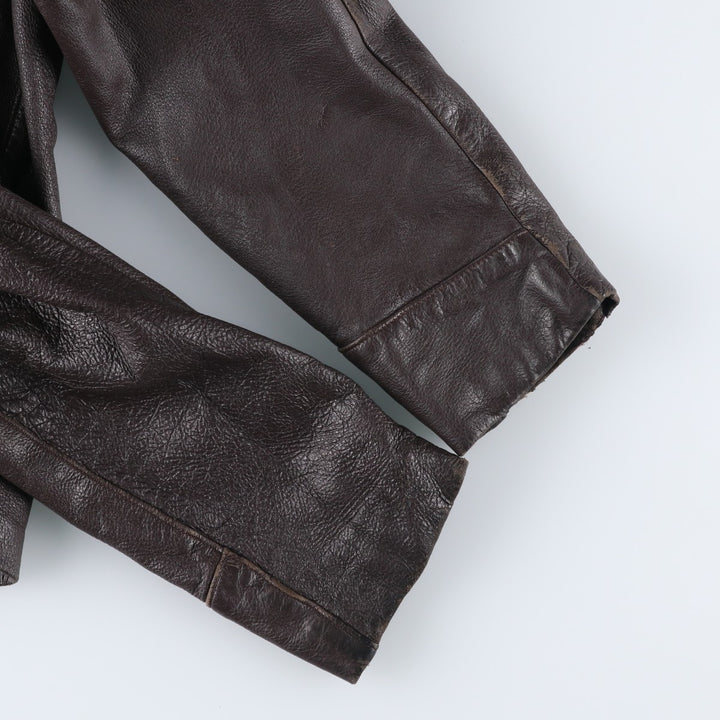 Vintage swing-top leather blouson, size M, men's Genuine leather deerskin brown type Vintage Second Hand