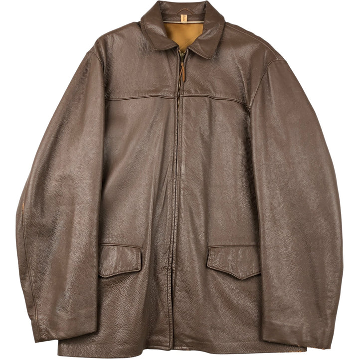 Alvord Glove Men's Vintage Leather Jacket, Size L Genuine leather deerskin beige type brown Vintage Second Hand