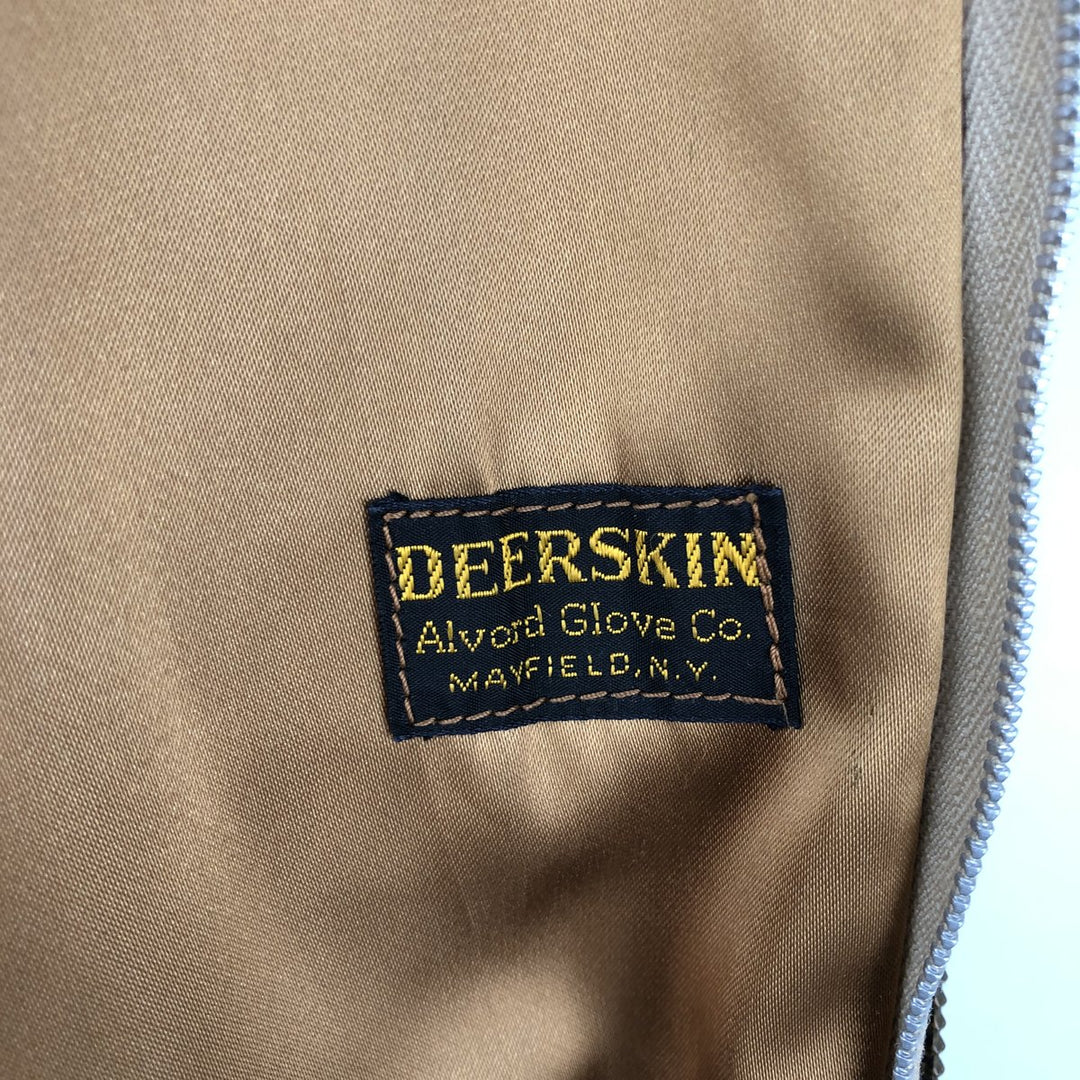 Alvord Glove Men's Vintage Leather Jacket, Size L Genuine leather deerskin beige type brown Vintage Second Hand