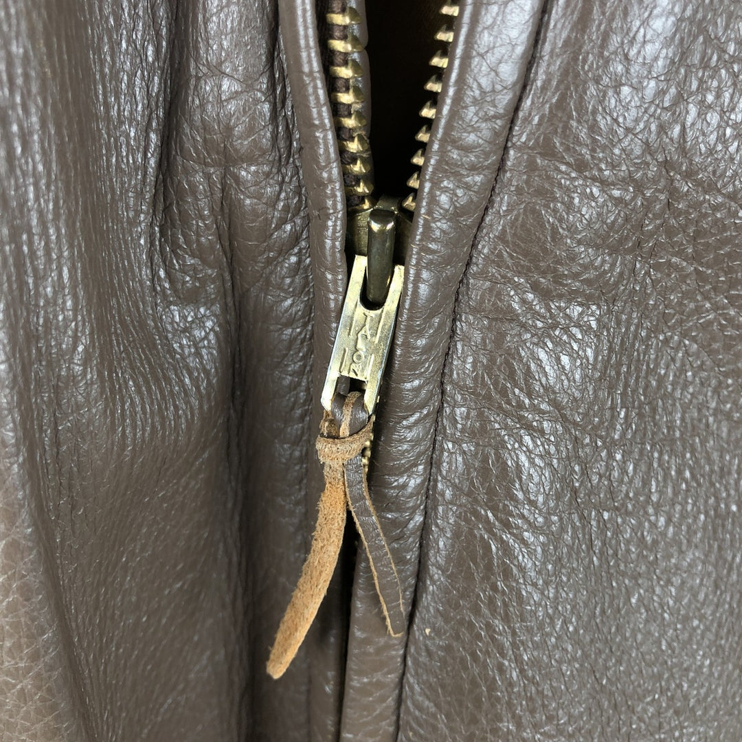 Alvord Glove Men's Vintage Leather Jacket, Size L Genuine leather deerskin beige type brown Vintage Second Hand