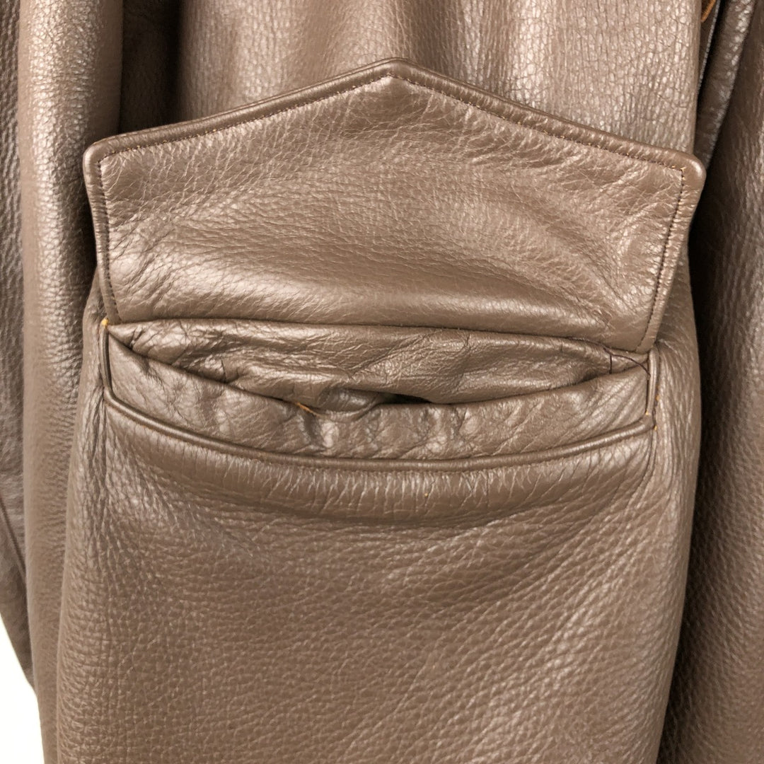 Alvord Glove Men's Vintage Leather Jacket, Size L Genuine leather deerskin beige type brown Vintage Second Hand