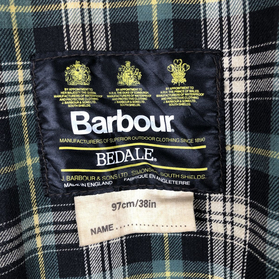 Vintage 80s-90'S Barbour Bedale 3-Warrant waxed cotton oiled jacket, made in England, size M. cotton Khaki type Vintage Second Hand