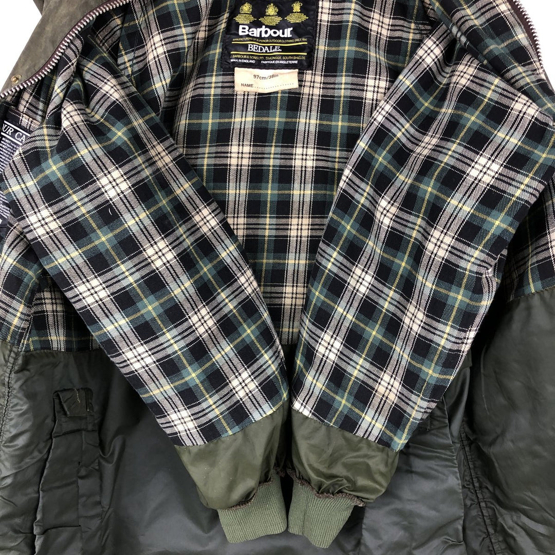 Vintage 80s-90'S Barbour Bedale 3-Warrant waxed cotton oiled jacket, made in England, size M. cotton Khaki type Vintage Second Hand