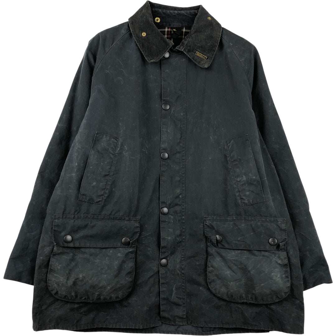 1990'S Barbour Bedale jacket, old 3-warrant badge, waxed cotton, oiled, made in England, size C42 (equivalent to men's L). cotton navy blue type Vintage Second Hand