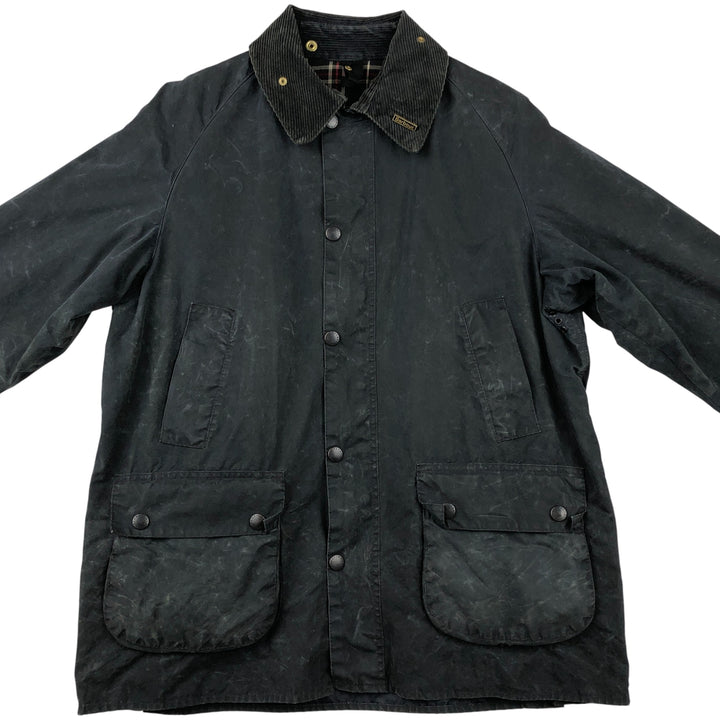 1990'S Barbour Bedale jacket, old 3-warrant badge, waxed cotton, oiled, made in England, size C42 (equivalent to men's L). cotton navy blue type Vintage Second Hand