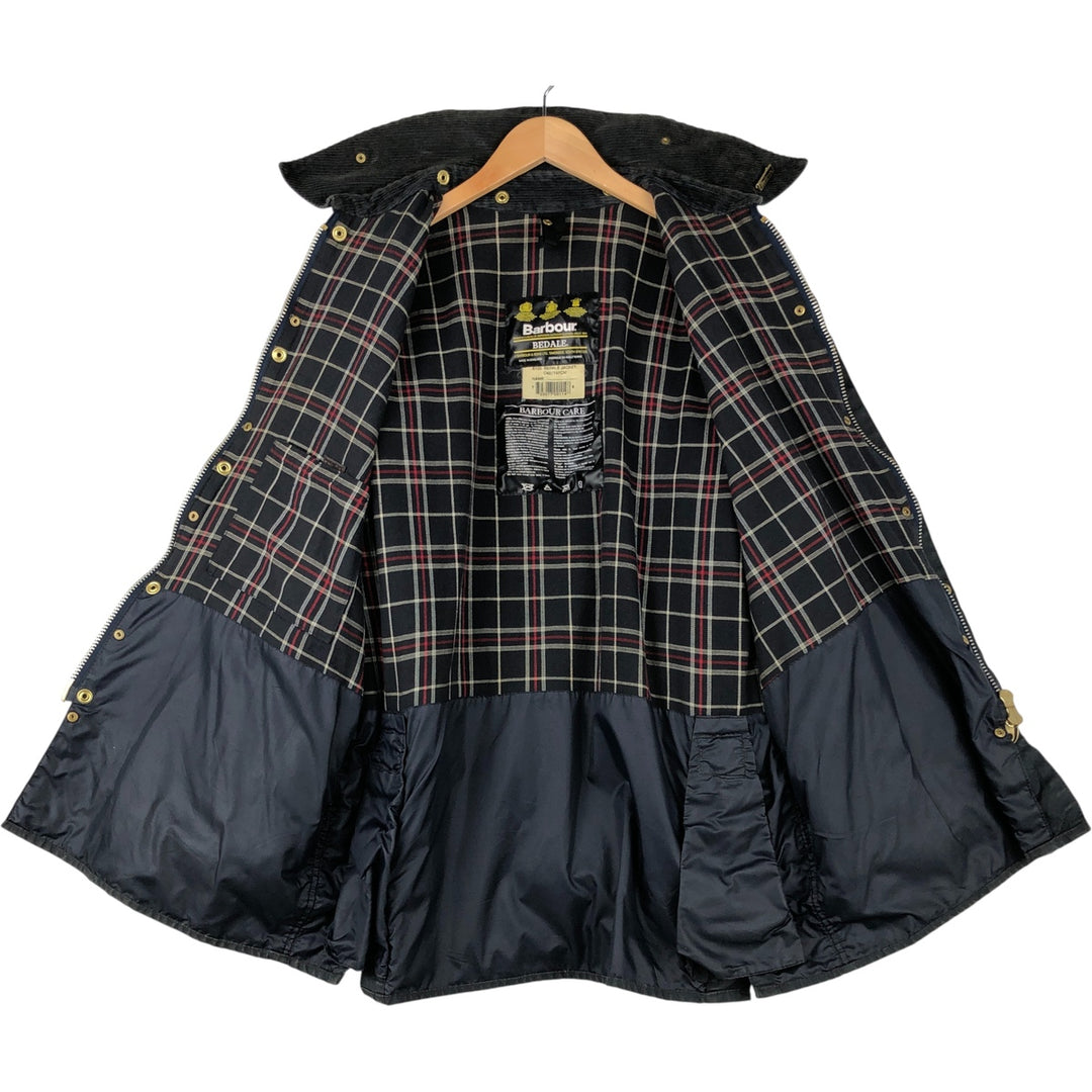 1990'S Barbour Bedale jacket, old 3-warrant badge, waxed cotton, oiled, made in England, size C42 (equivalent to men's L). cotton navy blue type Vintage Second Hand