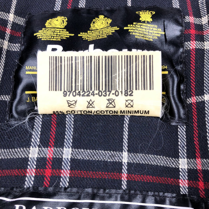 1990'S Barbour Bedale jacket, old 3-warrant badge, waxed cotton, oiled, made in England, size C42 (equivalent to men's L). cotton navy blue type Vintage Second Hand