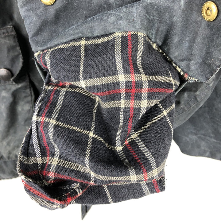 1990'S Barbour Bedale jacket, old 3-warrant badge, waxed cotton, oiled, made in England, size C42 (equivalent to men's L). cotton navy blue type Vintage Second Hand