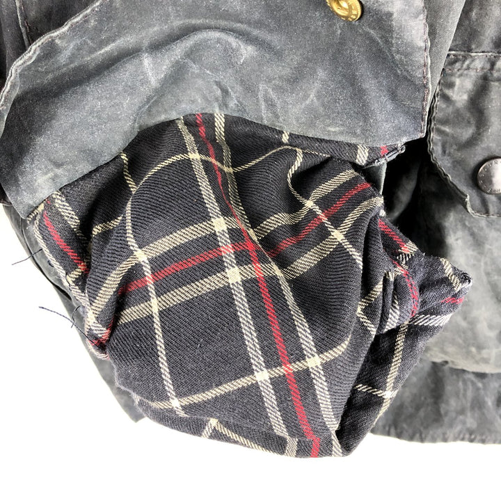 1990'S Barbour Bedale jacket, old 3-warrant badge, waxed cotton, oiled, made in England, size C42 (equivalent to men's L). cotton navy blue type Vintage Second Hand