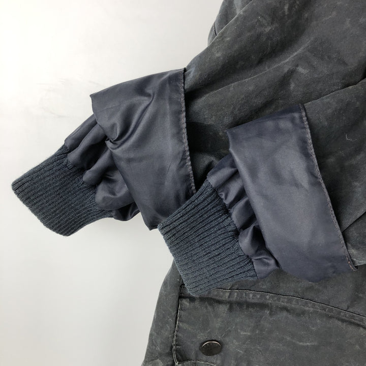 1990'S Barbour Bedale jacket, old 3-warrant badge, waxed cotton, oiled, made in England, size C42 (equivalent to men's L). cotton navy blue type Vintage Second Hand