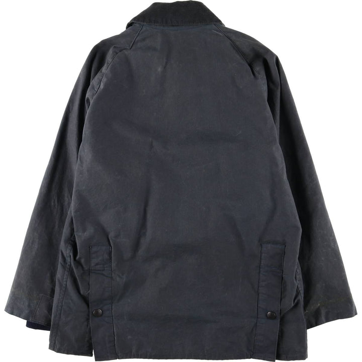 80s-90'S Barbour Bedale 3-Warrant Waxed Cotton Oiled Jacket, Made in England, Men's Size Small cotton navy blue type Vintage Second Hand
