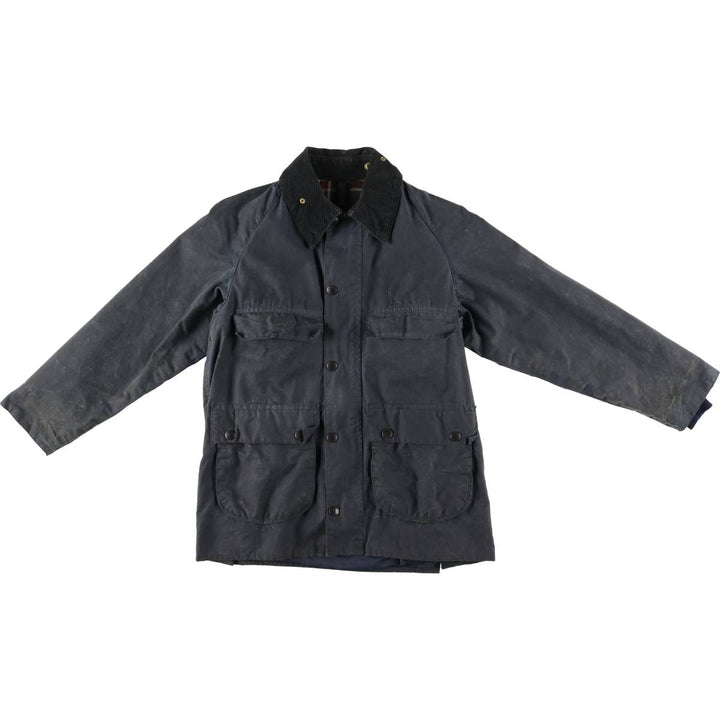 80s-90'S Barbour Bedale 3-Warrant Waxed Cotton Oiled Jacket, Made in England, Men's Size Small cotton navy blue type Vintage Second Hand
