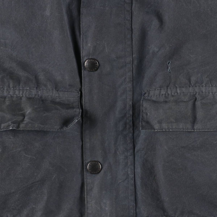 80s-90'S Barbour Bedale 3-Warrant Waxed Cotton Oiled Jacket, Made in England, Men's Size Small cotton navy blue type Vintage Second Hand